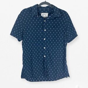 American Eagle Navy Blue Patterned Men's button up Shirt M